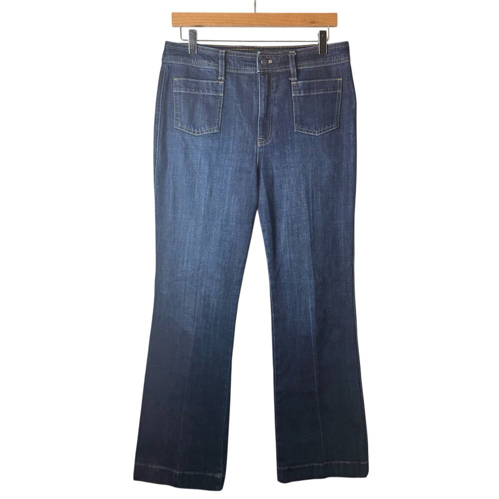 Talbots Jeans Women’s Size 8 Patch Pockets Dark Wash Flared Tall Casual Classic